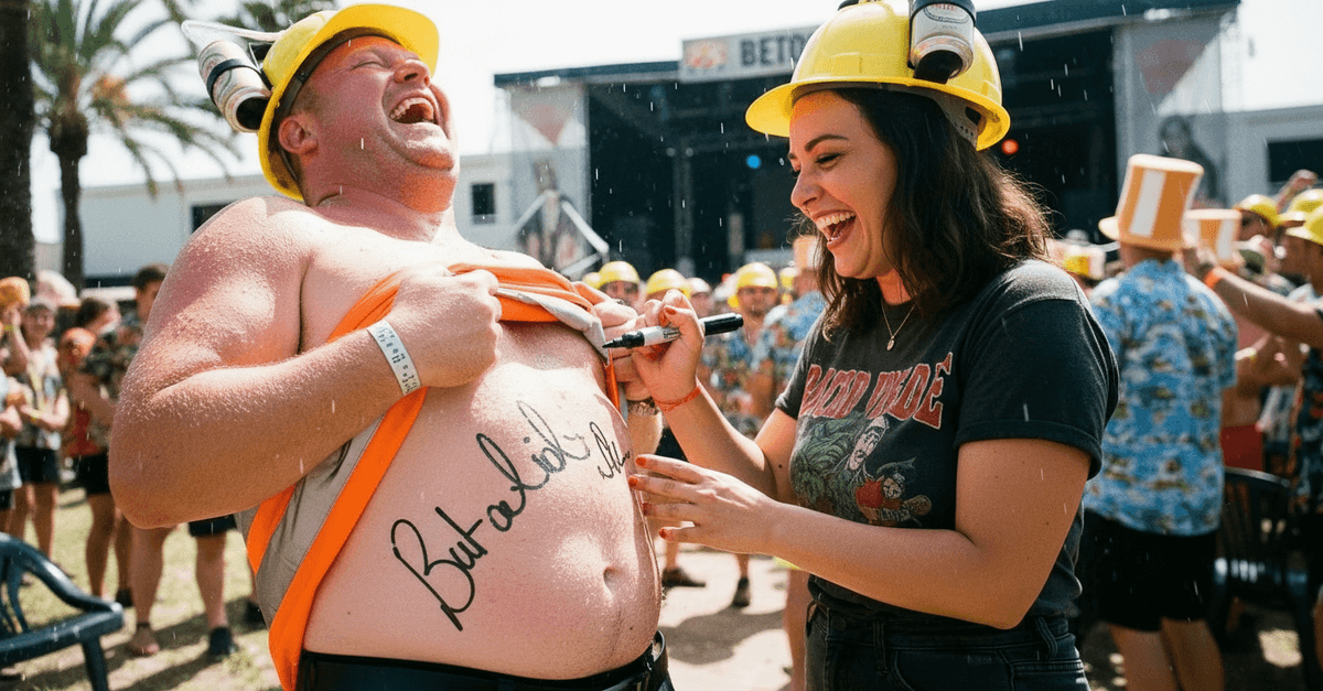 Bauch-Autogramm geben