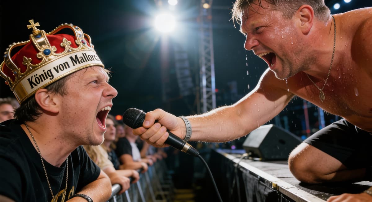 Beton Benny inmitten jubelnder Menschenmenge