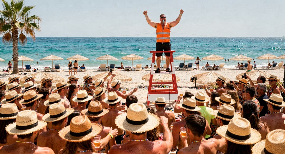 Menschenmenge mit Strohhüten