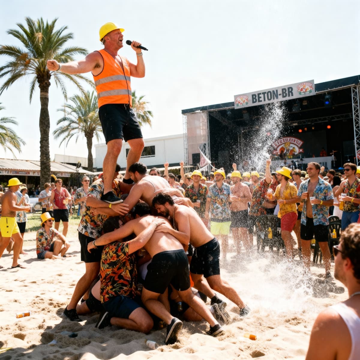 Menschenpyramide am Strand